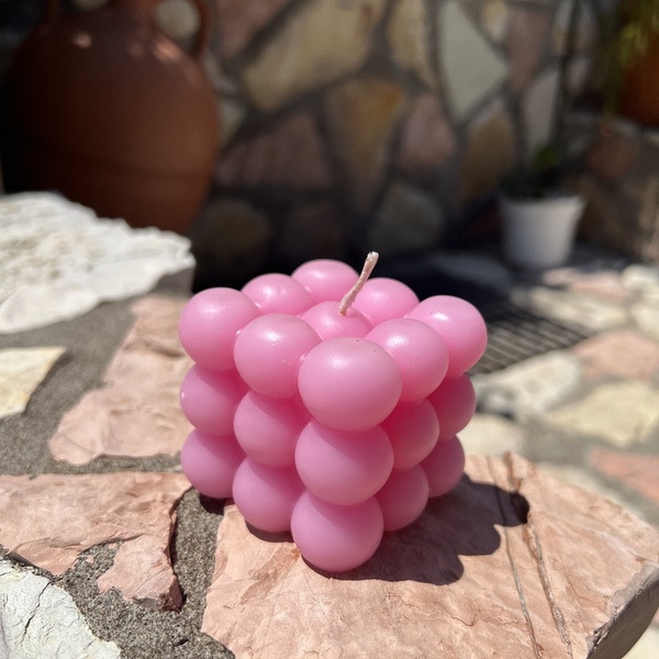 Strawberry cube candle-χειροποίητο φυτικο κερι - αρωματικά κεριά - 3