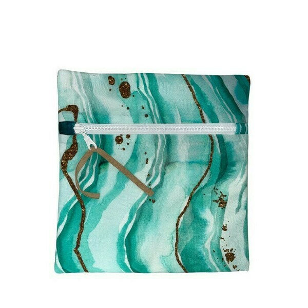 Τσάντα Παραλίας _ Turquoise And Gold - θαλάσσης, ύφασμα, απαραίτητα καλοκαιρινά αξεσουάρ, ώμου - 4