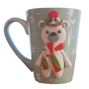 Κούπα πολική αρκούδα από πολυμερικό πηλό - κούπες & φλυτζάνια, πηλός, πορσελάνη, χριστουγεννιάτικα δώρα