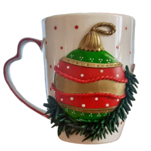 Κούπα χριστουγεννιάτικο στολίδι από πολυμερικό πηλό - κούπες & φλυτζάνια, πηλός, πορσελάνη, στολίδι δέντρου, χριστουγεννιάτικα δώρα