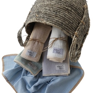 Πάνες αγκαλιάς από βαμβακερή μουσελίνα με δαντέλα, 5 τμχ., 0.65x.65cm.-"Lacy Nappies" - κορίτσι, αγόρι, προίκα μωρού, δώρα για βάπτιση