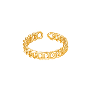 Επιχρυσωμένο δαχτυλίδι με σχέδιο αλυσίδα - αυξομειούμενα, επιχρυσωμένα, ζιργκόν, ορείχαλκος, βεράκια