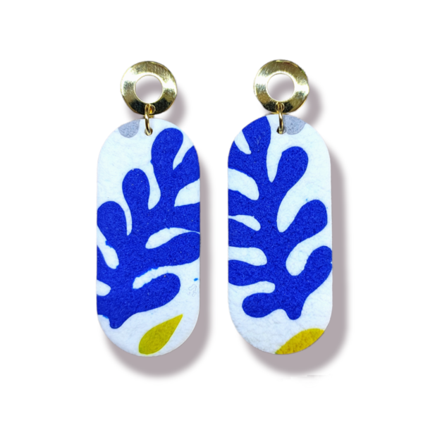Κρεμαστά σκουλαρίκια Matisse από πολυμερικό πηλό - κοράλλι, πηλός, κρεμαστά, καρφάκι