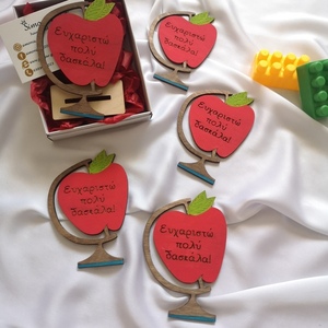 Δώρο για την δασκάλα ξύλινο σταντ μήλο με χάραξη "ευχαριστώ πολύ δασκάλα!", μήκος 12 εκ. - διακοσμητικά - 4
