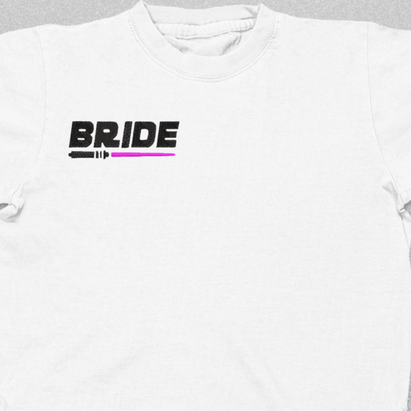 Βαμβακερό μπλουζάκι για Bachelorette party με κεντητό σχέδιο Bride / star wars - κεντητά