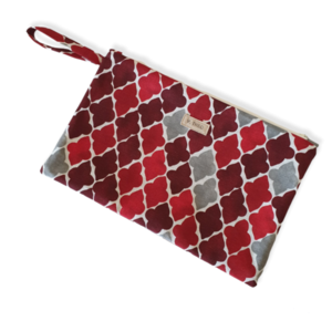 Τσαντάκι χειρός, clutch bag υφασμάτινο σε κόκκινο χρώμα με σχέδια - ύφασμα, clutch, all day, χειρός, μικρές - 2
