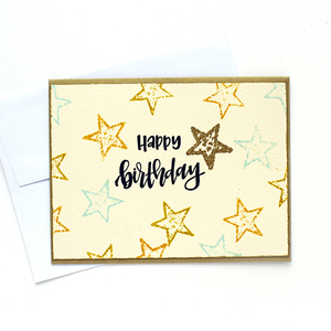 Ευχετήρια κάρτα Happy Birthday με αστέρια - γενέθλια, birthday