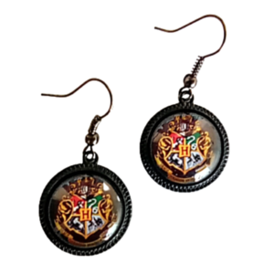 Σκουλαρίκια Χάρι Πότερ (Harry Potter) με τους κοιτώνες του Hogwarts - κρεμαστά, μικρά, κοσμήματα, γυαλί