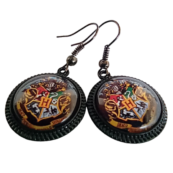 Σκουλαρίκια Χάρι Πότερ (Harry Potter) με τους κοιτώνες του Hogwarts - γυαλί, μικρά, κοσμήματα, κρεμαστά - 2
