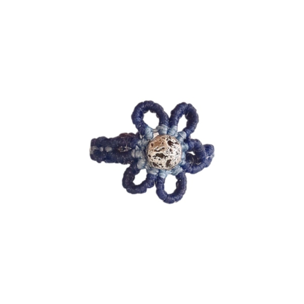 Δαχτυλίδι macrame Μαργαρίτα Μπλε Γαλάζιο Λάβα - ημιπολύτιμες πέτρες, μακραμέ, λουλούδι, αυξομειούμενα