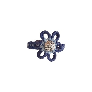 Δαχτυλίδι macrame Μαργαρίτα Μπλε Γαλάζιο Λάβα - μακραμέ, λουλούδι, αυξομειούμενα, ημιπολύτιμες πέτρες