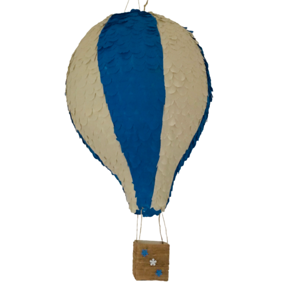 Πινιάτα αερόστατο μπλε/ γκρι ύψος 44 εκ - αερόστατο, βάπτιση, πινιάτες, baby shower