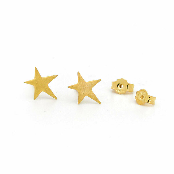 Σκουλαρίκια Αστέρια Καρφωτά Ασήμι 925 - επιχρυσωμένα, ασήμι 925, αστέρι, καρφωτά, χριστουγεννιάτικα δώρα, καρφάκι