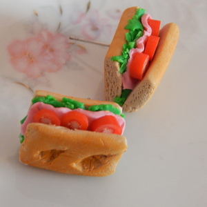 sandwich ντομάτα-γαλοπούλα-μαρούλι/ σκουλαρίκια καρφωτά/μεσαία/πολυμερικός πηλός - πηλός, καρφωτά, μεγάλα, καρφάκι - 3