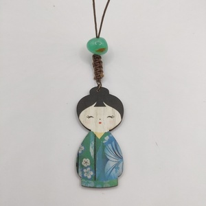 Μακρύ κολιέ geisha blue kimono - ξύλο, charms, μακριά - 3