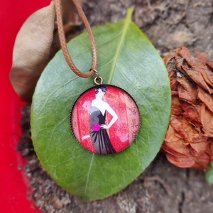 Κοντό γυάλινο κολιέ geisha red - γυαλί, ορείχαλκος, κοντά, μενταγιόν - 3