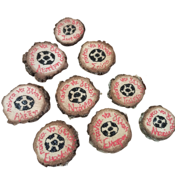 Δωράκια γενεθλίων μαγνητάκια 'πάντα να γελάς' 12 τμχ σχέδιο μπάλα ποδοσφαίρου - αγόρι, όνομα - μονόγραμμα, personalised, αναμνηστικά, ποδόσφαιρο