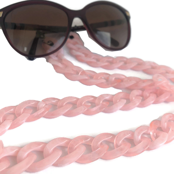 Χειροποίητη ακρυλική χοντρή αλυσίδα γυαλλιών σε ροζ χρώμα 70εκ. - αλυσίδες, γυναικεία, ανδρικά, αλυσίδα γυαλιών - 2