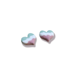 Σκουλαρίκια studs καρδούλες από πολυμερικό πηλό σε παστέλ αποχρώσεις - ριγέ, καρδιά, πηλός, καρφωτά, καρφάκι - 3