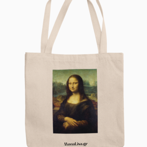 Tote Bag Mona Lisa Πάνινη Τσάντα με Μακριά Χερούλια 38x42cm - ύφασμα, ώμου, all day, tote, πάνινες τσάντες