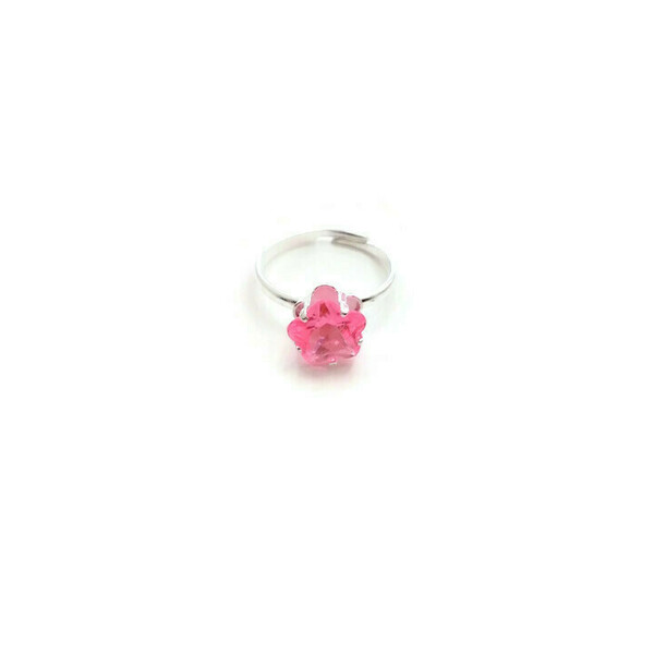Παιδικό Δαχτυλίδι Μαργαρίτα ροζ - πλαστικό, γεωμετρικά σχέδια, βεράκια, αυξομειούμενα, φθηνά - 2