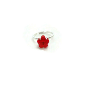 Παιδικό Δαχτυλίδι Μαργαρίτα κόκκινο - πλαστικό, γεωμετρικά σχέδια, βεράκια, αυξομειούμενα, φθηνά