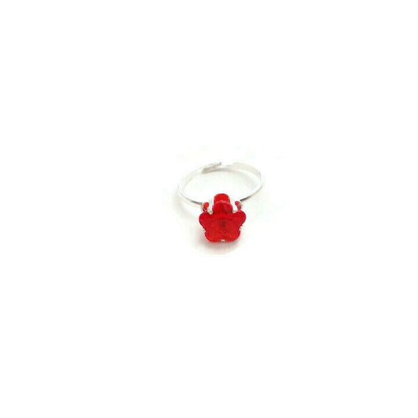 Παιδικό Δαχτυλίδι Μαργαρίτα κόκκινο - πλαστικό, γεωμετρικά σχέδια, βεράκια, αυξομειούμενα, φθηνά - 2