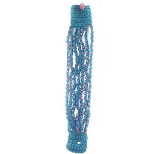 Beaded Crochet Bracelet " Bonnie", μπλε με ροζ πέρλες - μαμά, σταθερά, πέρλες, πολύσειρα, χεριού - 3