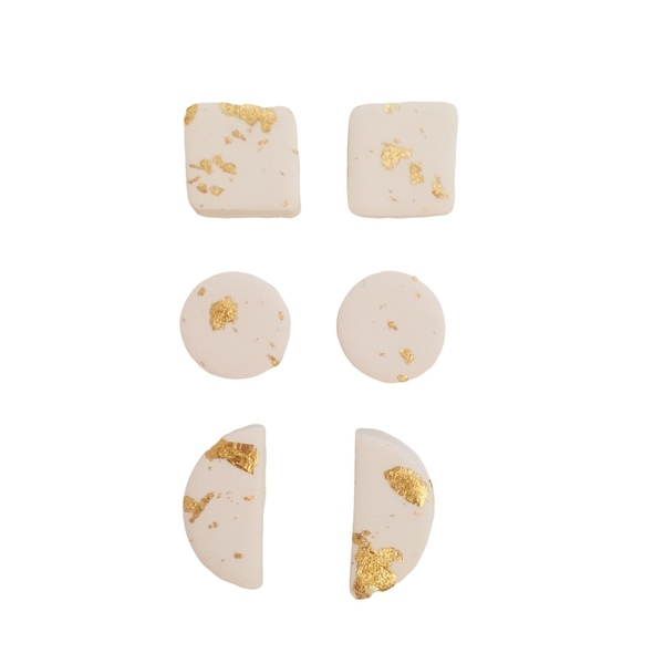Minimal σκουλαρίκια με φύλλα χρυσού σε διαφορά σχέδια - πηλός, καρφωτά, μικρά, καρφάκι, φθηνά