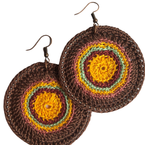 Σκουλαρίκια στυλ boho με σχέδιο τύπου μάνταλα - ορείχαλκος, boho, κρεμαστά, μεγάλα, γάντζος