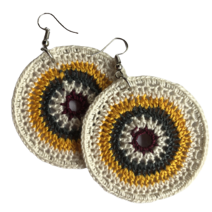 Σκουλαρίκια στυλ boho με σχέδιο τύπου mandala - ορείχαλκος, boho, κρεμαστά, μεγάλα, γάντζος