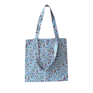 Τσάντα για ψώνια-tote bag-χακί με λουλουδάκια - ύφασμα, ώμου, φλοράλ, tote, πάνινες τσάντες