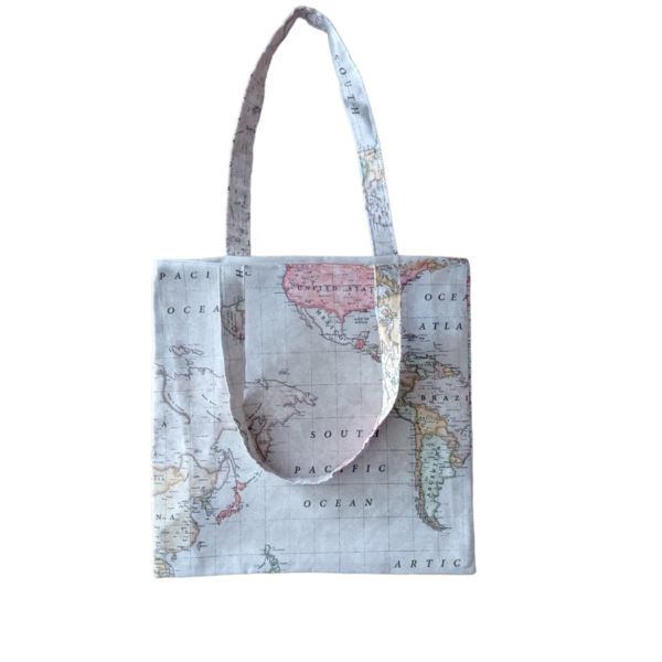 Τσάντα για τα ψώνια-tote bag-παγκόσμιος χάρτης μπεζ - ύφασμα, ώμου, μεγάλες, tote, πάνινες τσάντες