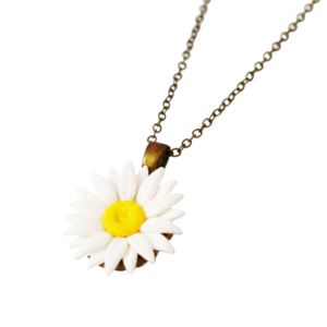 Daisy | Χειροποίητo μπρούτζινο μεταγιόν ρεαλιστική μαργαρίτα (πηλός) (μήκος αλυσίδας 40cm + 5cm) - λουλούδι, αυξομειούμενα, μπρούντζος, charms, κοντά