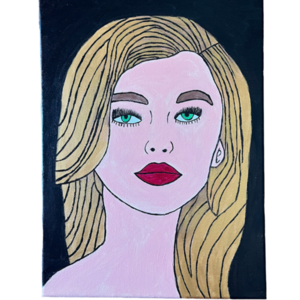 Πίνακας κοπέλα πρόσωπο καμβάς με ακρυλικά 40X30 cm - πίνακες & κάδρα, πίνακες ζωγραφικής