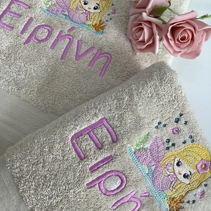 Σετ προσωποποιημένες πετσέτες γοργόνα - κορίτσι, αγόρι, δώρο γέννησης, πετσέτες, προσωποποιημένα