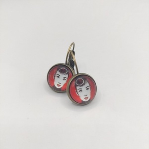 Vintage σκουλαρίκια 12mm Audrey - ορείχαλκος, μικρά, κρεμαστά, γάντζος - 2