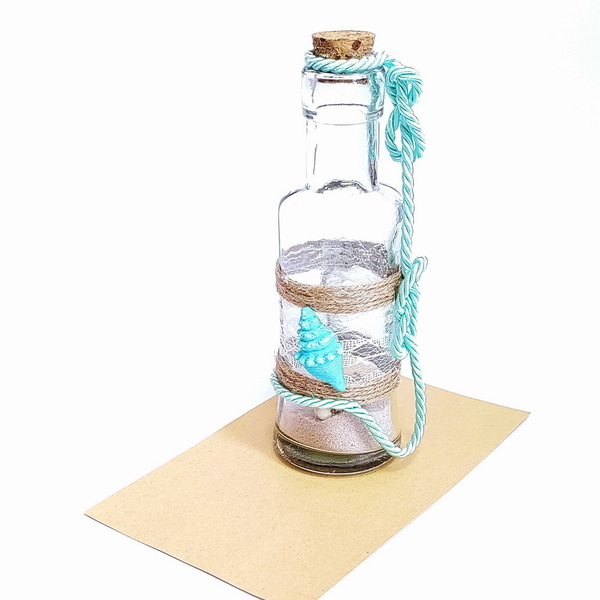 "Seashell message" χειροποίητο διακοσμητικό μπουκάλι - γυαλί, διακοσμητικά μπουκάλια - 3