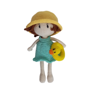 Πλεκτή κούκλα με μαγιό, φόρεμα, καπέλο και σωσίβιο "Δωροθέα", από 100% βαμβακερό νήμα. Ύψος 30εκ. - δώρο, λούτρινα, amigurumi, πλεχτή κούκλα