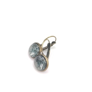 Vintage σκουλαρίκια 12mm λαχούρι - γυαλί, ορείχαλκος, μικρά, κρεμαστά, γάντζος - 3