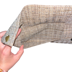 Τσάντα φάκελος όψη ψάθας με κουμπιά μπεζ 12,5Χ28,5 - φάκελοι, clutch, ψάθα, χειρός, φθηνές - 2