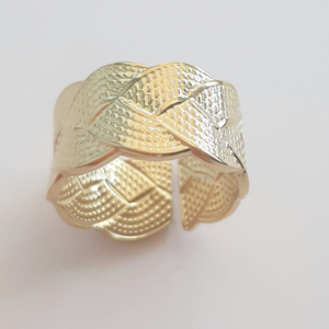 Δαχτυλίδι Braid Mat Gold - γεωμετρικά σχέδια, μεγάλα, αυξομειούμενα, ασήμι 925, boho