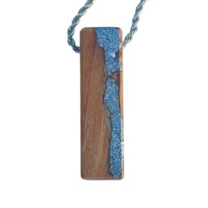 Χειροποίητο ξύλινο κολιέ με ρινίσματα Αλουμινίου - ξύλο, μακριά, φθηνά, μενταγιόν
