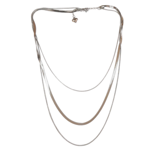 Τριπλή Αλυσίδα σε Ασημί Χρώμα μήκους 45cm - γυναικεία, μακριά, ατσάλι, layering