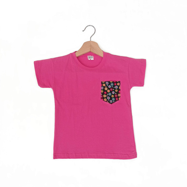 T-shirt παιδικό φούξια με εμπριμέ τσεπάκι - 1-2 ετών, 3-4 ετών, παιδικά ρούχα, κορίτσι