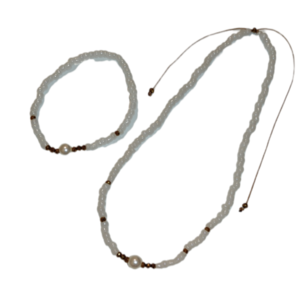 Σετ κολιέ με βραχιολάκι από πέρλες και χάντρες - χάντρες, κοντά, πέρλες, seed beads - 2