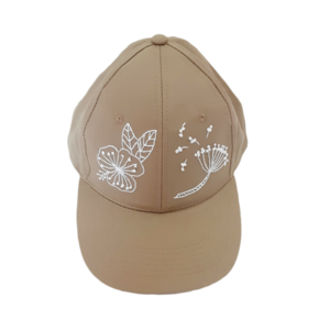 Καπέλο, τζοκευ, με κέντημα, μπεζ χρώμα, με λουλούδια, 59 εκατοστά, whitework, embroidered hat, embroidered baseball hat, βαμβακερό, χειροποίητο,γυναικείο καπέλο, με γείσο. - ύφασμα, κεντητά