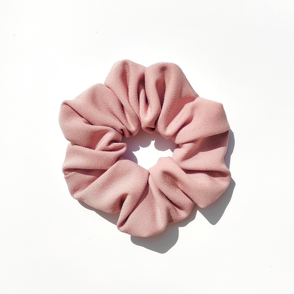 Χειροποίητο ροζ scrunchie - ύφασμα, λαστιχάκια μαλλιών