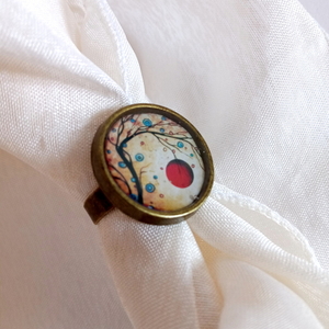 Δαχτυλίδι γυναικείο μπρονζέ αυξομειούμενο με υγρό γυαλί χειροποίητο - γυαλί, στρογγυλό, χειροποίητα, αυξομειούμενα - 4