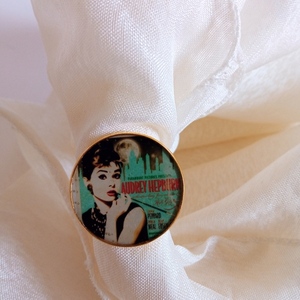 Χειροποίητο γυναικείο δαχτυλίδι Audrey Hepburn vintage με υγρό γυαλί στρογγυλό αυξομειούμενο - vintage, γυαλί, χειροποίητα, αυξομειούμενα - 2